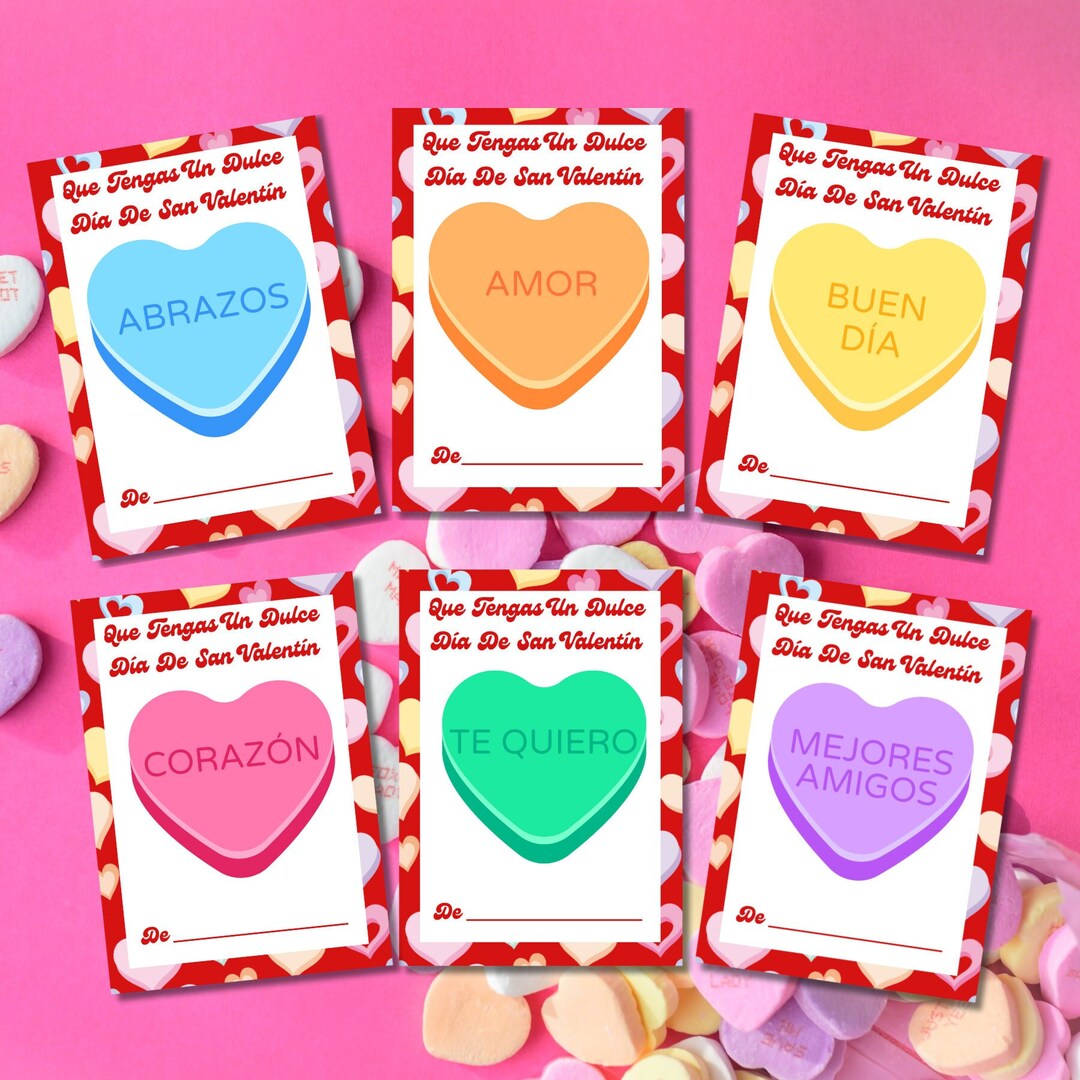 Spanish Valentine's Candy Printable Cards - Instant Download - Dual ...