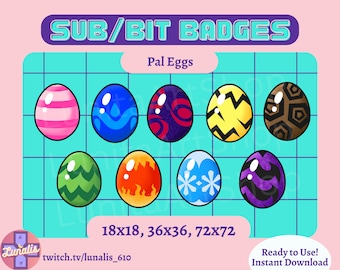 Pal Eggs Sub Bit Badges for Twitch | palworld eggs subscriber badges, palworld bit badges, channel points icon, emotes for twitch, discord
