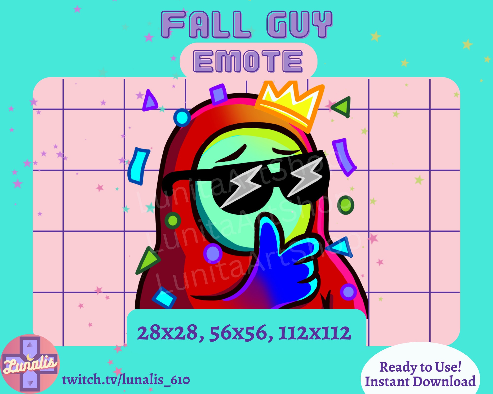 Fall Guy Emote for Twitch, Discord, Youtube GG Emote, Victory Emote