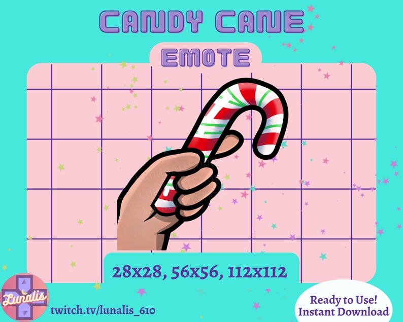 Candy Cane Emote for Twitch or Discord Hand Holding Candy Cane Emote
