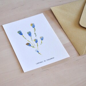 Postcard with a flower gift envelope, Floral thank you card, Botanical greeting for celebrations
