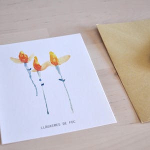 Floral thank you card, Postcard with envelope for gift giving, Botanical greeting card for birthdays and celebrations, Flower gift card