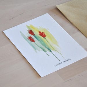 Postkarte mit Blumen-Geschenkumschlag, Florale Dankeskarte, Botanischer Gruß zum Fest