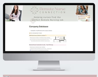 Remote Nurse Company Database Notion Template | Remote Nurse Companies that hire for Part-time, PRN, & 1099 | Digital Download