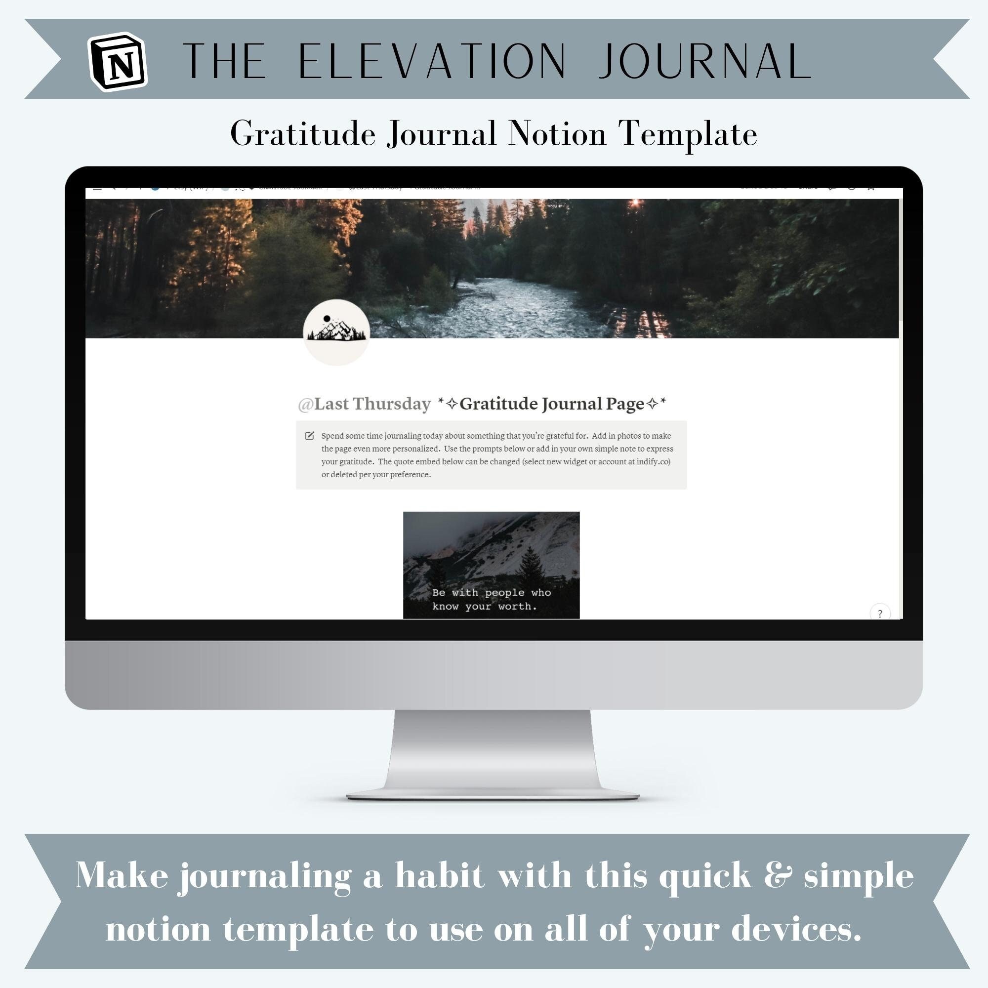 Notion Journal Gratitude Template | Personal Daily Gratitude Template | Morning Writing Routine | Daily Gratitude Practice