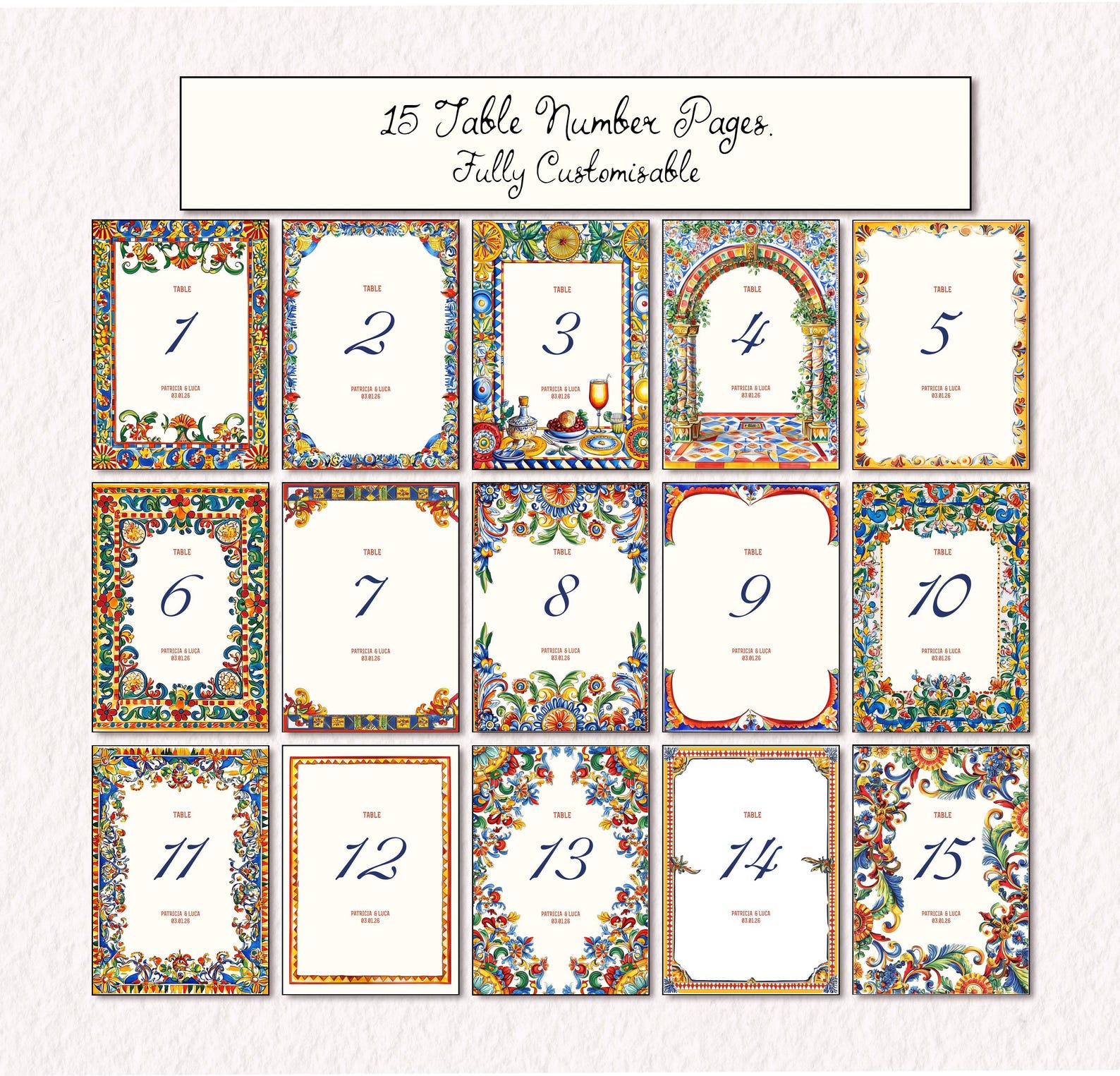 Italian Inspired Table Numbers, Carretto Siciliano Cart Romantic ...