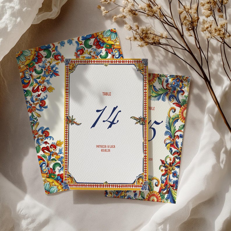 Italian Inspired Table Numbers, Carretto Siciliano Cart Romantic ...
