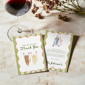 Carte de remerciement mariage minimaliste moderne amusant lunatique lumineux tableau modèle modifiable canva personnalisable coloré aquarelle original Double