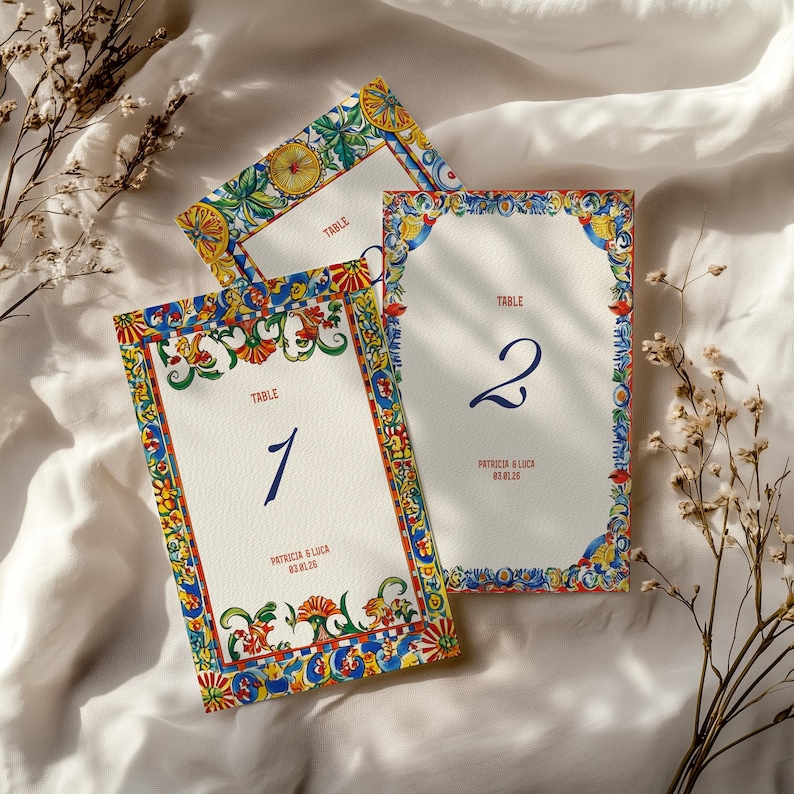 Italian Inspired Table Numbers, Carretto Siciliano Cart Romantic ...