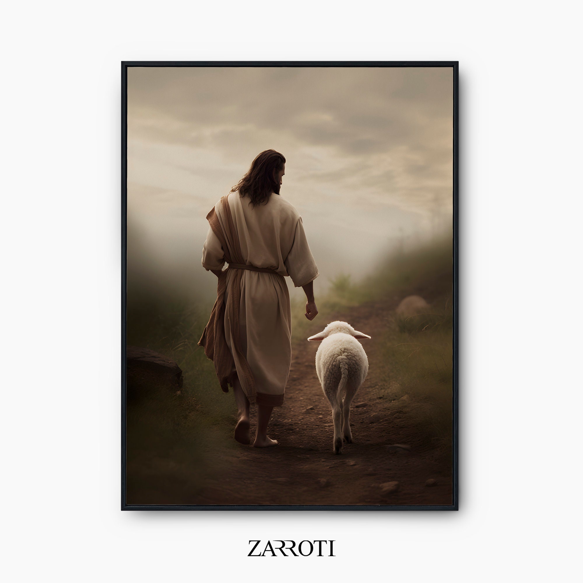 Jesus and Lamb Art Instant Download, Jesus and Lamb Printable Wall Art