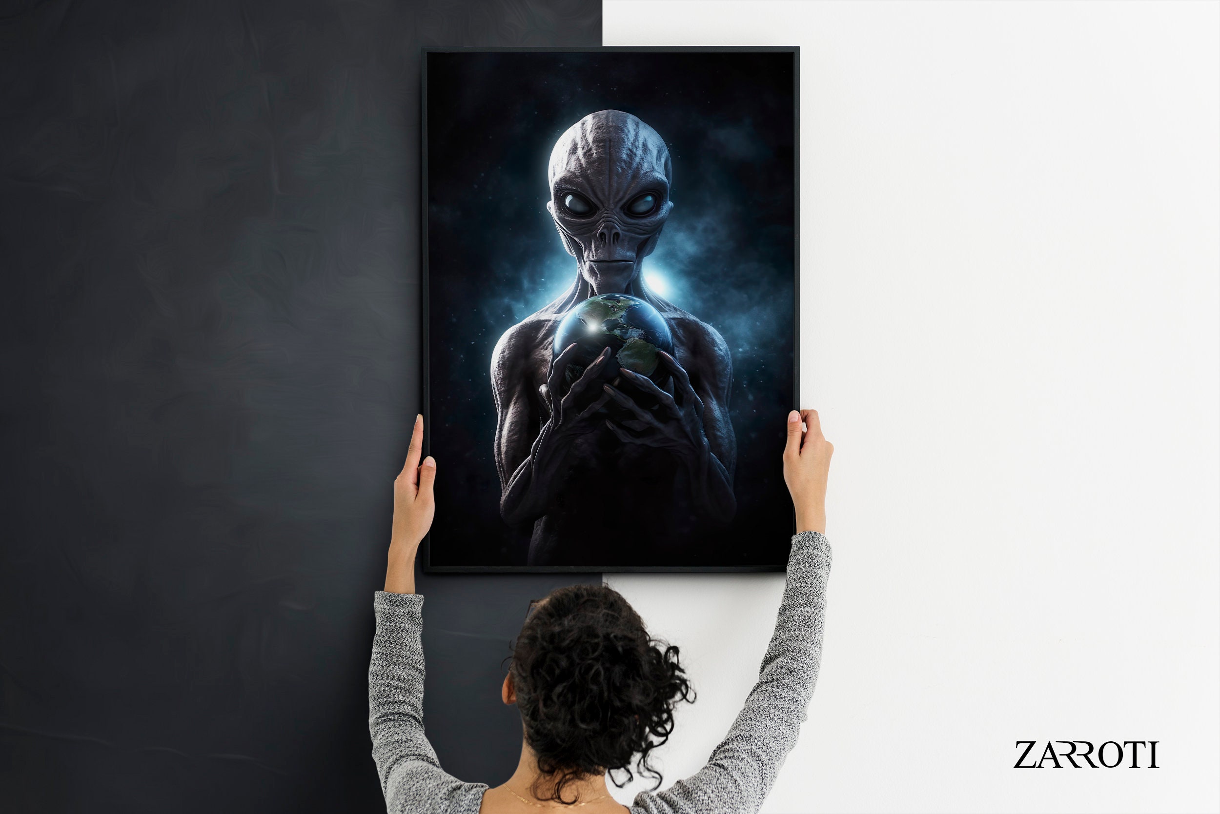 Alien Print Poster Instant Download, Alien Portrait Printable Wall Art ...