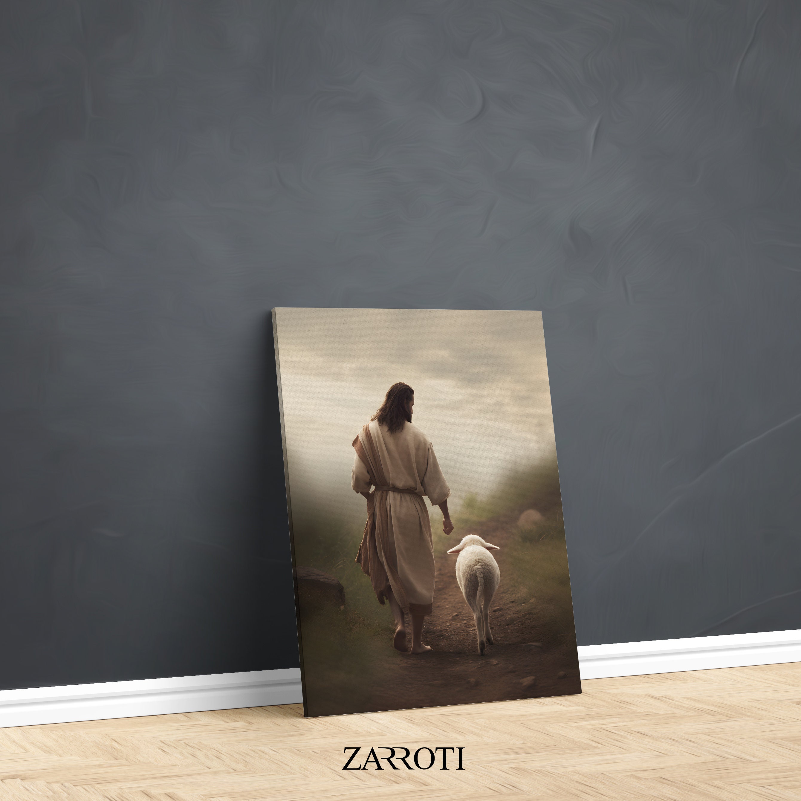 Jesus and Lamb Art Instant Download, Jesus and Lamb Printable Wall Art