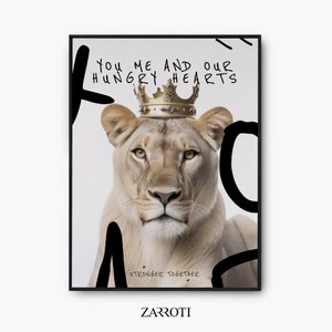 Lioness Golden Crown Poster, Lioness Golden Crown Quotes Printable Wall Art, Lioness Crown Instant Download, Lioness Luxury Wall Art Print