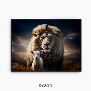 The Lion And The Lamb Instant Download, The Lion And The Lamb Printable Wall Art, God Wall Art, Lion of Judah, Jesus Print Art Download