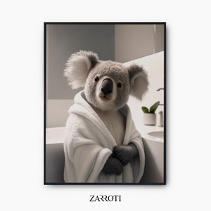 Cute Koala Bathroom Print, Koala Bathrobe Print, Funny Koala Print, Koala Bathroom Decor, Koala Printable Wall Art, Animal Lover Poster