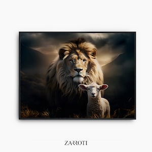 The Lion And The Lamb Printable Wall Art, God Wall Art, Lion of Judah, Jesus Print Art Download, The Lion And The Lamb Instant Download