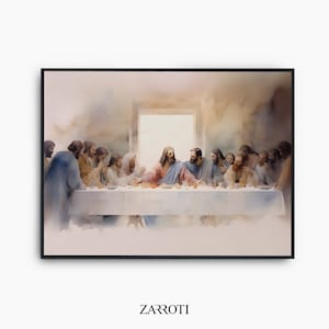 The Last Supper Digital Download, Digital Print, Jesus Art, Bible Wall Decor, Bible Verse Print, Jesus Watercolor, Christian Faith Decor