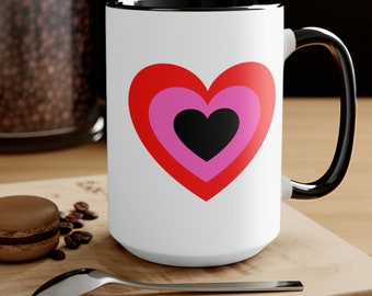 Valentines Day Heart Two-Tone Coffee Mugs, 15oz
