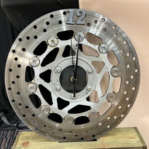 Motorcycle Brake Disc Wall Clock…. Handmade Resin Clock with Industrial Reclaimed Style