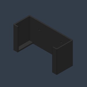 May include: A matte black U-shaped wall mount bracket featuring a rectangular back plate with two pre-drilled circular holes for mounting. The bracket has two perpendicular side panels extending forward, creating an open-ended storage channel.