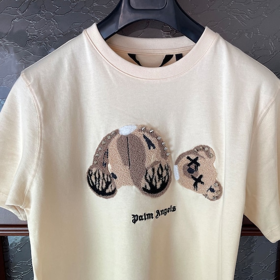 Palm Angels Beige T-shirt With Teddy Bear and Metal Spikes Size 2XL 