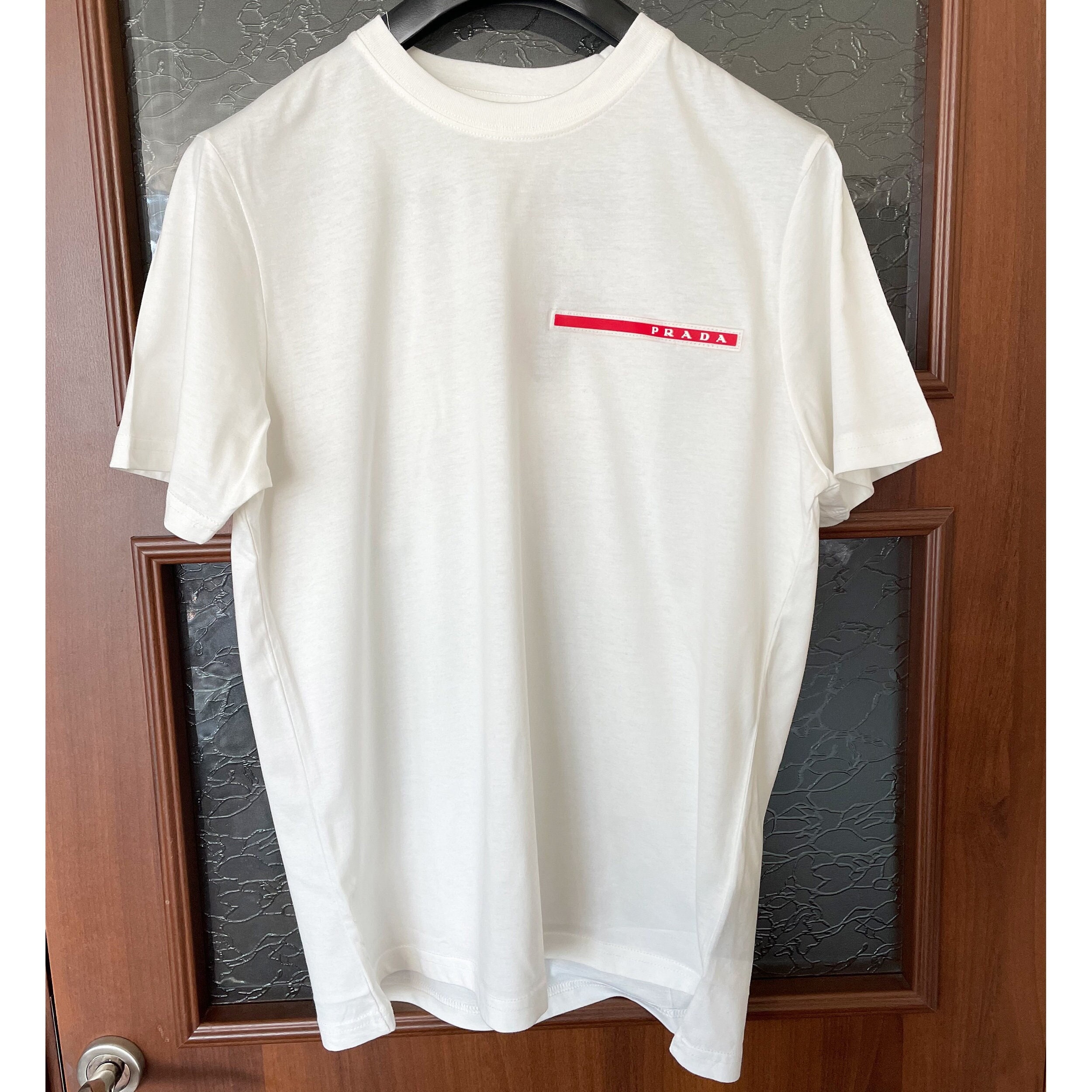 Vintage Prada White T-shirt With Red Logo Shirt Size M 