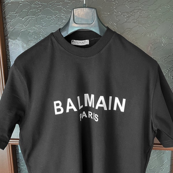 Balmain Black T-shirt With BOLD White Stamp Size S