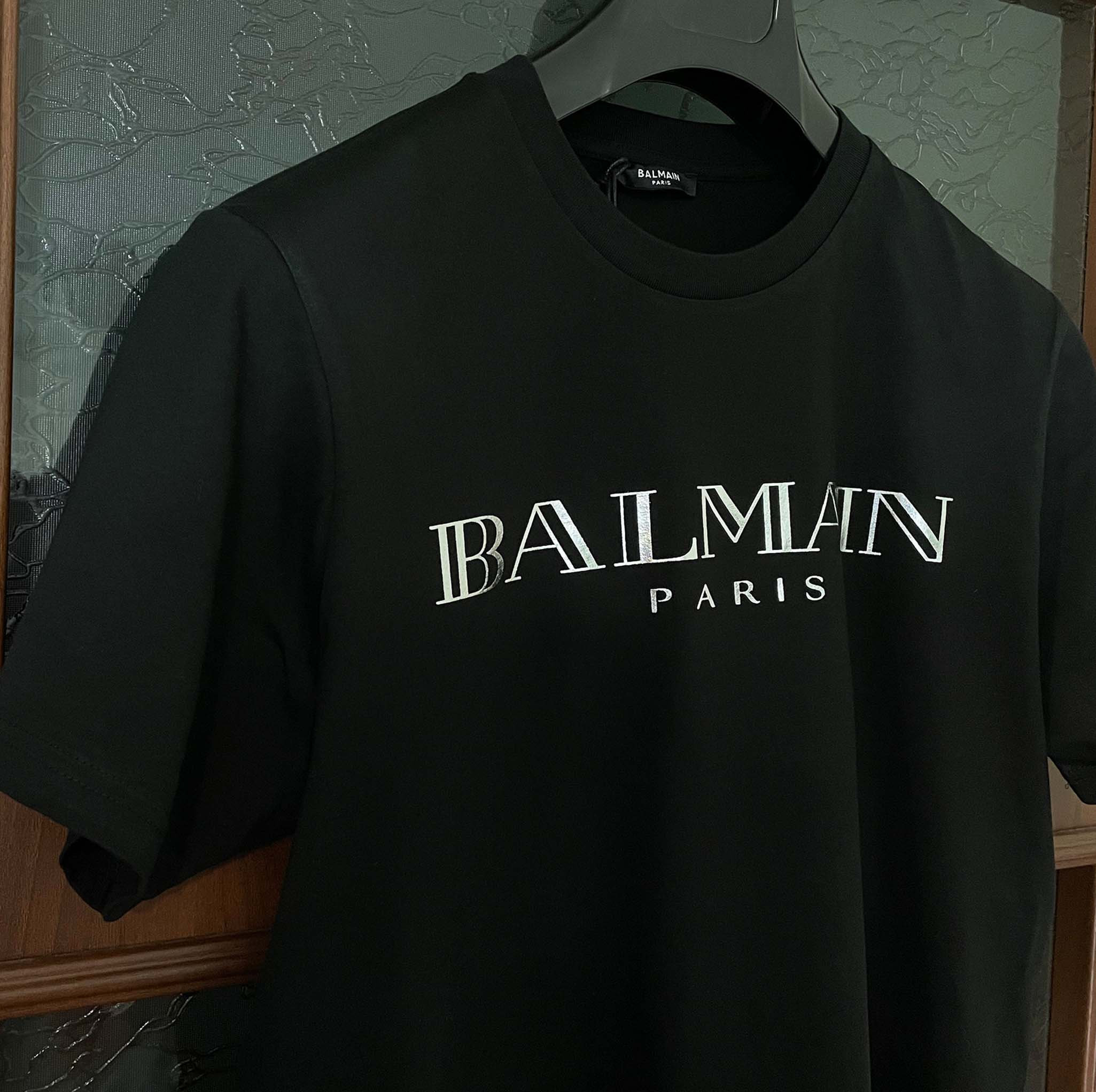 Balmain Black/Beige Velour Monogram Print T-shirt - Men from