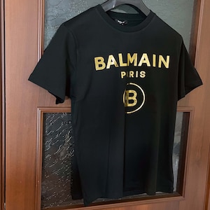Vintage Balmain Black T-shirt With Golden B Logo Design Size M Etsy