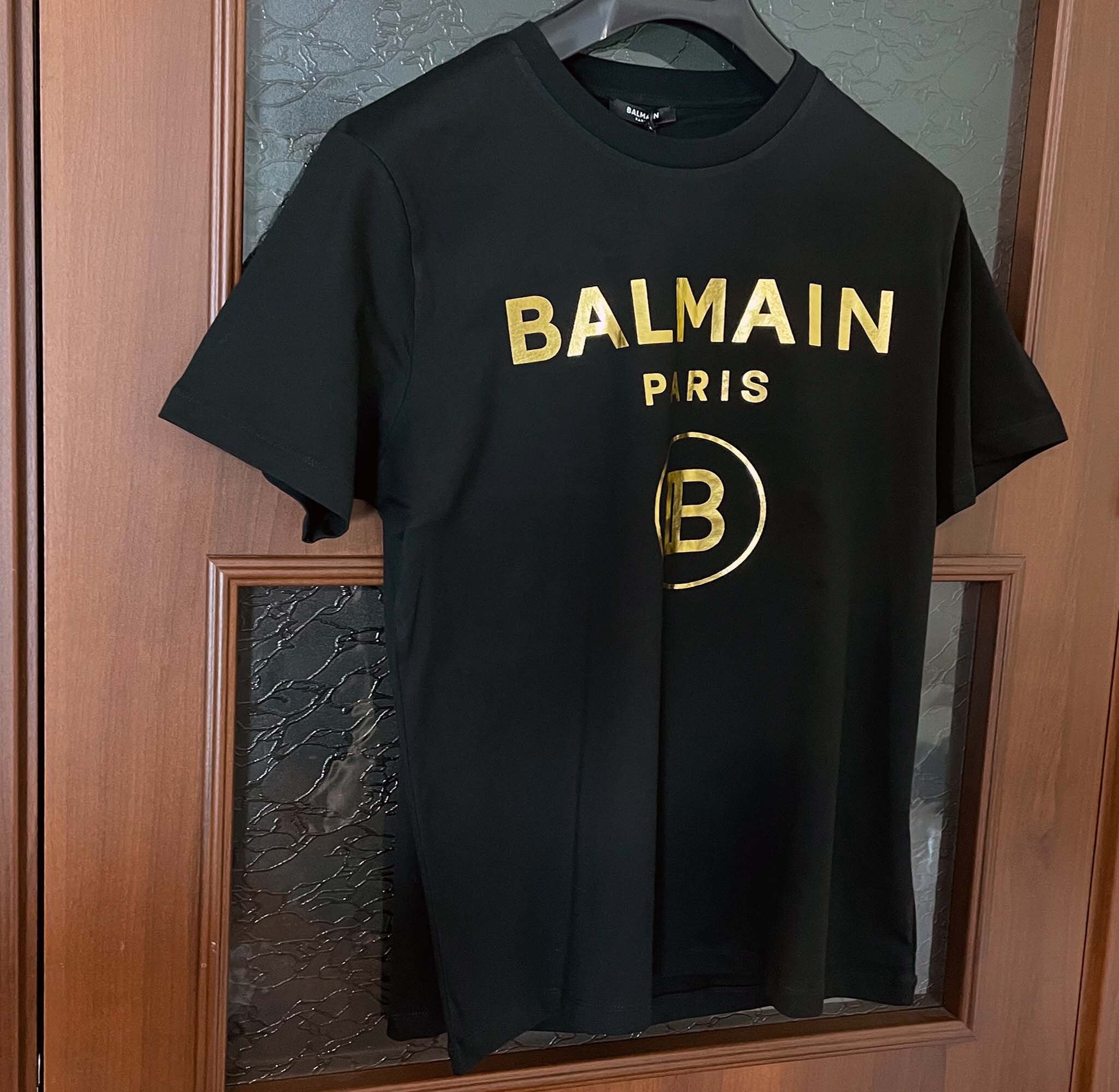 T shirt nera vintage Balmain con logo B dorato taglia M Etsy Italia