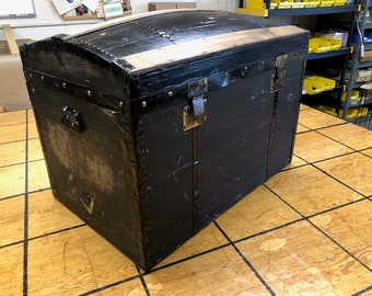 T1952 Large Dome Top Steamer Trunk from LaPorte in France about 1890