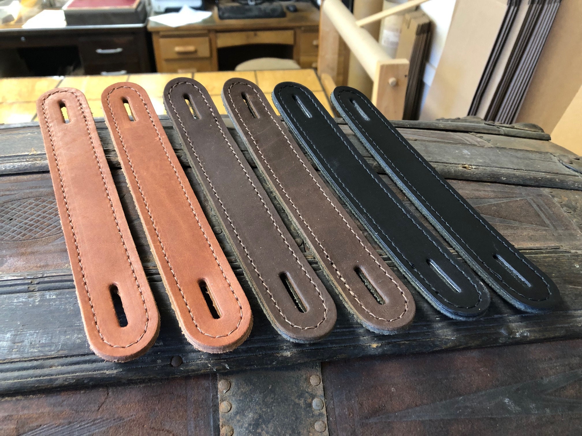 Light Weight Replacement Leather Steamer Trunk Handles with Slots TH01