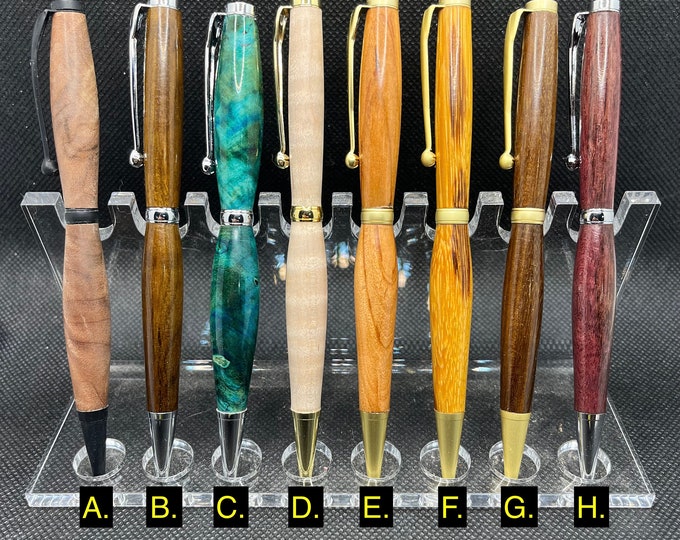 Two stripe flat top wooden pen