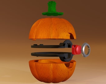PumpkiBall | Pumpkin Themed Pokeball | Halloween 3D Printing Files | Digital Download STL and 3MF Files Only!!!!!!