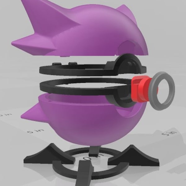 HauntBall | Haunter Themed Pokeball | Pokemon 3D Printing Files | Digital Download STL and 3MF Files Only!!!!!!