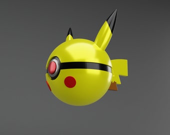 Pikachu Pokeball 3D Print File | PikaBall STL, 3MF (Digital Download)