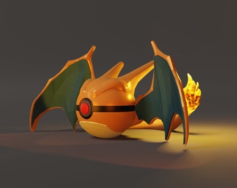 Charizard Pokeball 3D Print File | STL & 3MF Digital Download