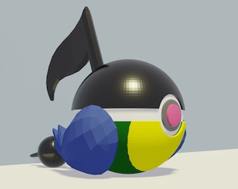 Chatot Pokeball 3D Print File | Themed STL and 3MF (Digital Download)
