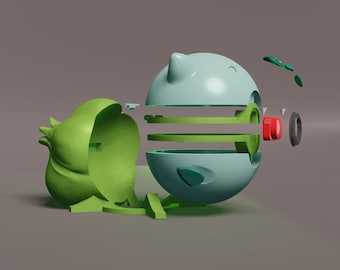 Bulbasaur Pokeball 3D Print File | Themed Stash Box (Digital Download)