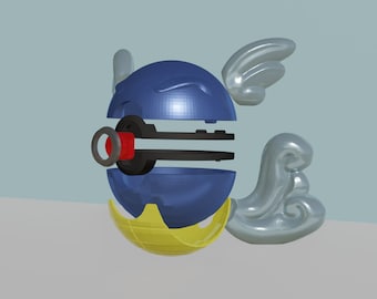 ウォータトル モンスターボール 3D プリントファイル | テーマ別 STL および 3MF (デジタルダウンロード)