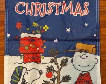 Snoopy and Charlie Brown 12x18 in  Garden Flag. Merry Christmas Double Sided