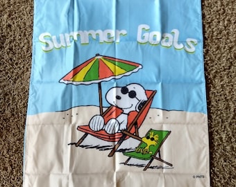 Snoopy Summer Goals 28 x 40 in House Flag Double Sided