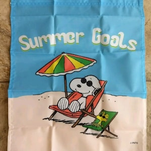 Snoopy Summer Goals Garden Flag 14 x 18 in Single Sided
