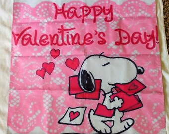 Snoopy Pink and White 28 x 40 in House Flag Valentine's Day Double Sided