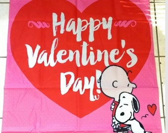 Snoopy Pink and White 28 x 40 in House Flag Valentine's Day Double Sided