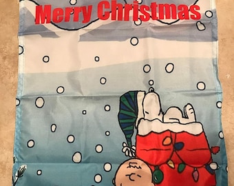 Snoopy and Charlie Brown Christmas House Flag Double Sided 28 x 40 in