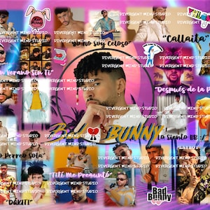 Bad Bunny Tumbler Wrap Digital Print PNG