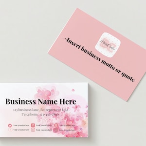 Printable/ Customizable Business card Template- Pink