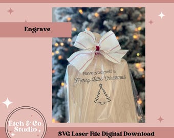 Merry Little Christmas Tray SVG, Laser Cut File (Digital Download)