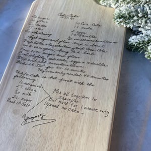 Handwritten Recipe Cutting Board | Grandma&#39;s Handwriting | Engraved Recipe Christmas | Gift for Mom | Personalized Cutting Board | Engraved